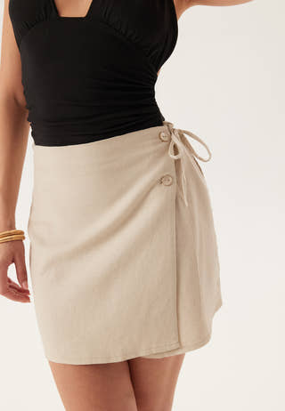Onlcaro Mw Wrap Linen Bl Skirt