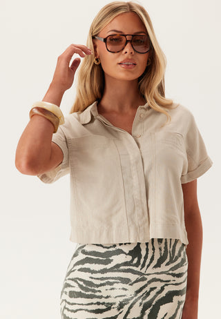 Onlcaro S/S LINEN BL BOXY SHIR