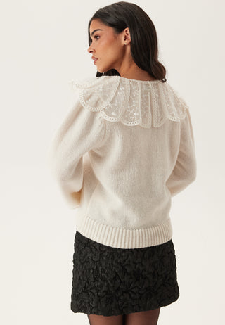 Pcabby Ls Lace Collar Knit Car