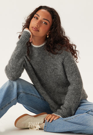 Pcivy Ls O-neck Contrast Knit