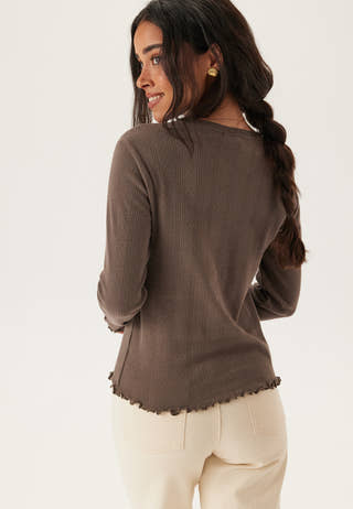 Pcmarie Ls O-neck Poin Top