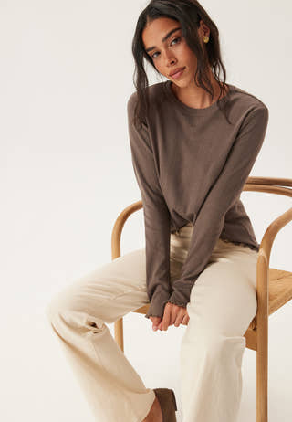 Pcmarie Ls O-neck Poin Top