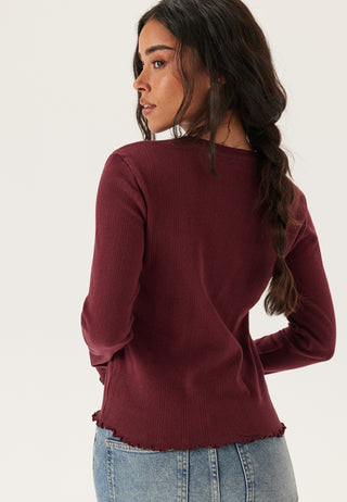 Pcmarie Ls O-neck Poin Top