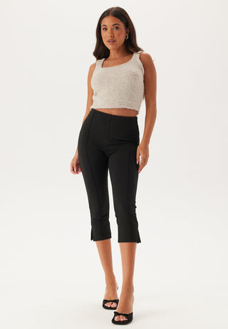 Pcruno Sl O-neck Crop Knit Top
