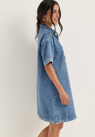 Pcsky Ss A-shape Denim Dress NOOS