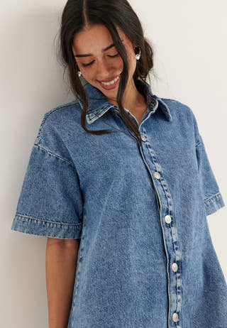 Pcsky Ss A-shape Denim Dress NOOS