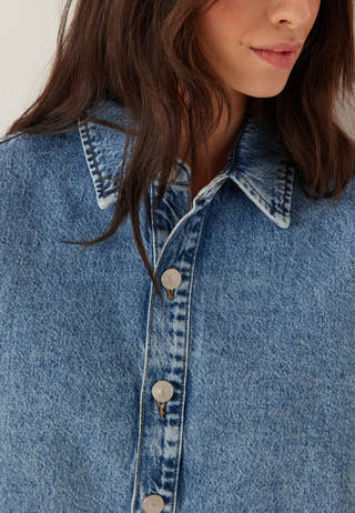 Pcsky Ss A-shape Denim Top