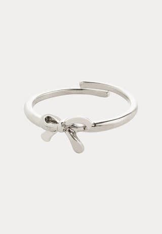 Lulu Bow Stack Ring Silver-pla