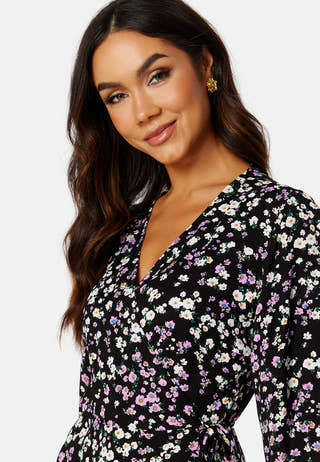 Fiola LS AOP Wrap Dress
