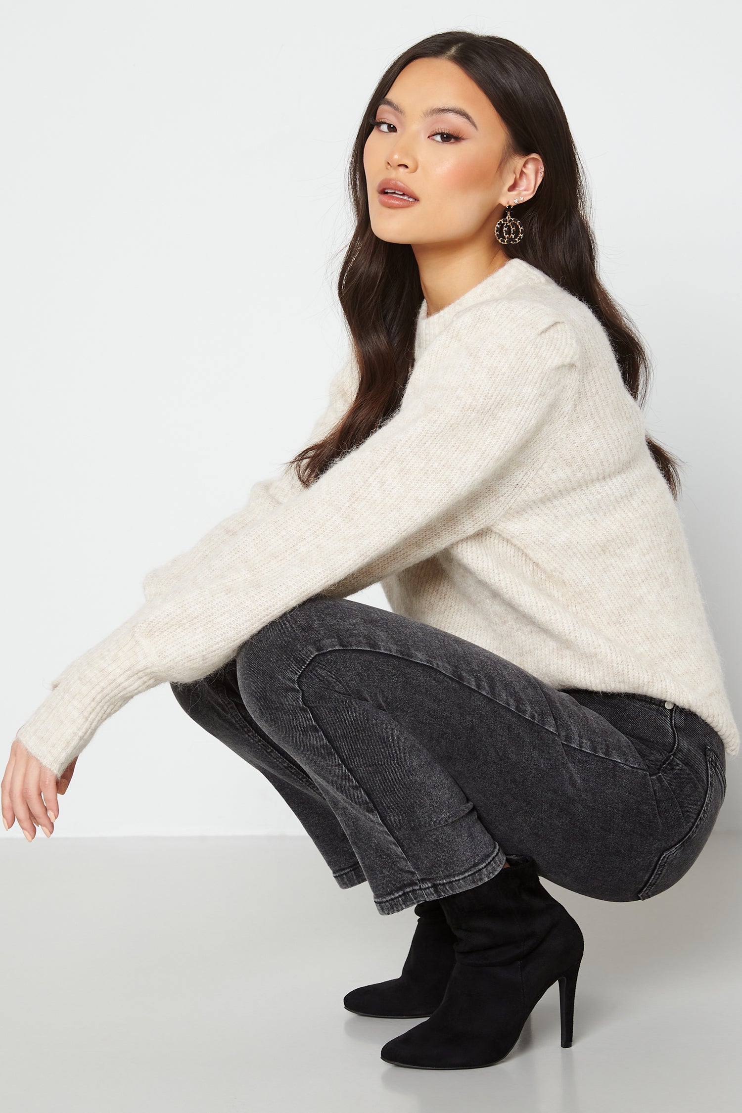 Selected – Linna-Mia LS Knit O-Neck – Sweaters – Beige