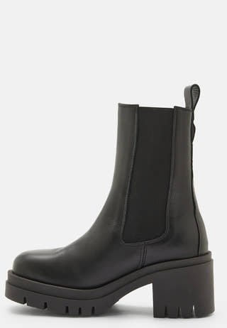 Sage Leather High Heel Boot