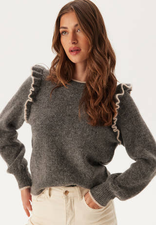 Slfalva Frills Ls Knit O-neck
