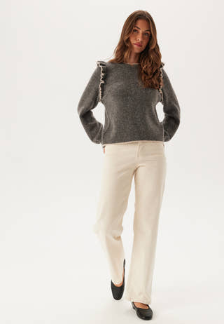 Slfalva Frills Ls Knit O-neck