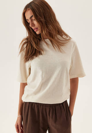 Slfada Ss Linen Blend Tee