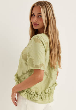 Slflina Relaxed 2/4 RUFFLE TOP