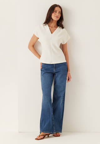 Slftenny Ss V-neck Gathered Top