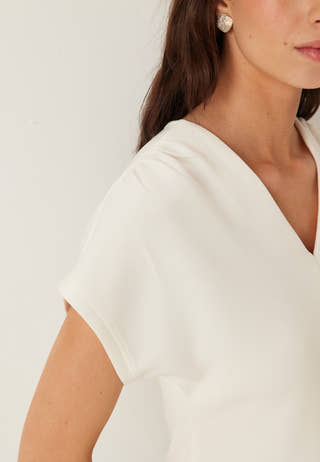 Slftenny Ss V-neck Gathered Top