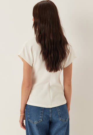 Slftenny Ss V-neck Gathered Top