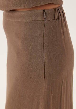 Slfviva Hw Ankle Linen Blend Skirt
