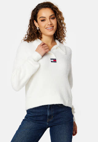 Crop Furry Polo Sweater