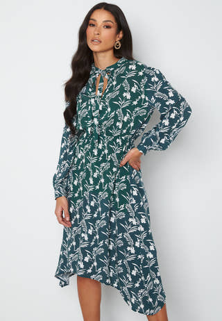 L/S String Printed Dress