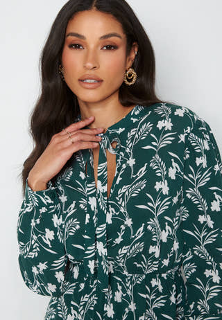 L/S String Printed Dress