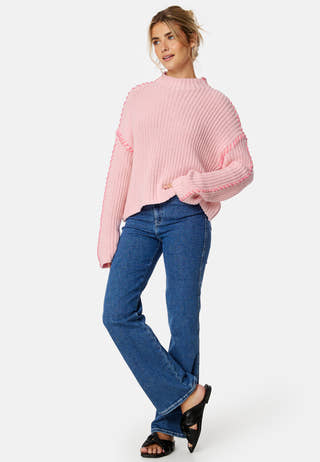 Cream LS Funnelneck Pullover