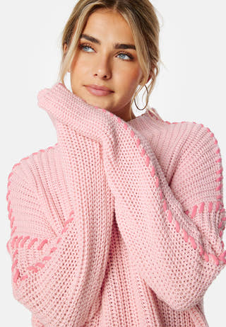 Cream LS Funnelneck Pullover