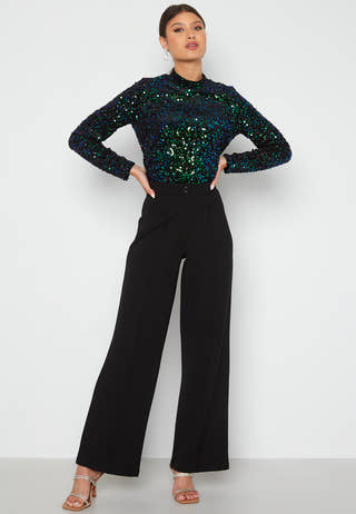 Fame L/S Highneck Sequins Top
