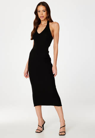 Felicia SL Calf Halterneck Knit Dress