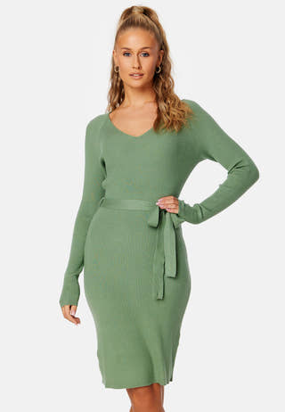 Gold Rib Belt Dress