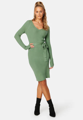 Gold Rib Belt Dress