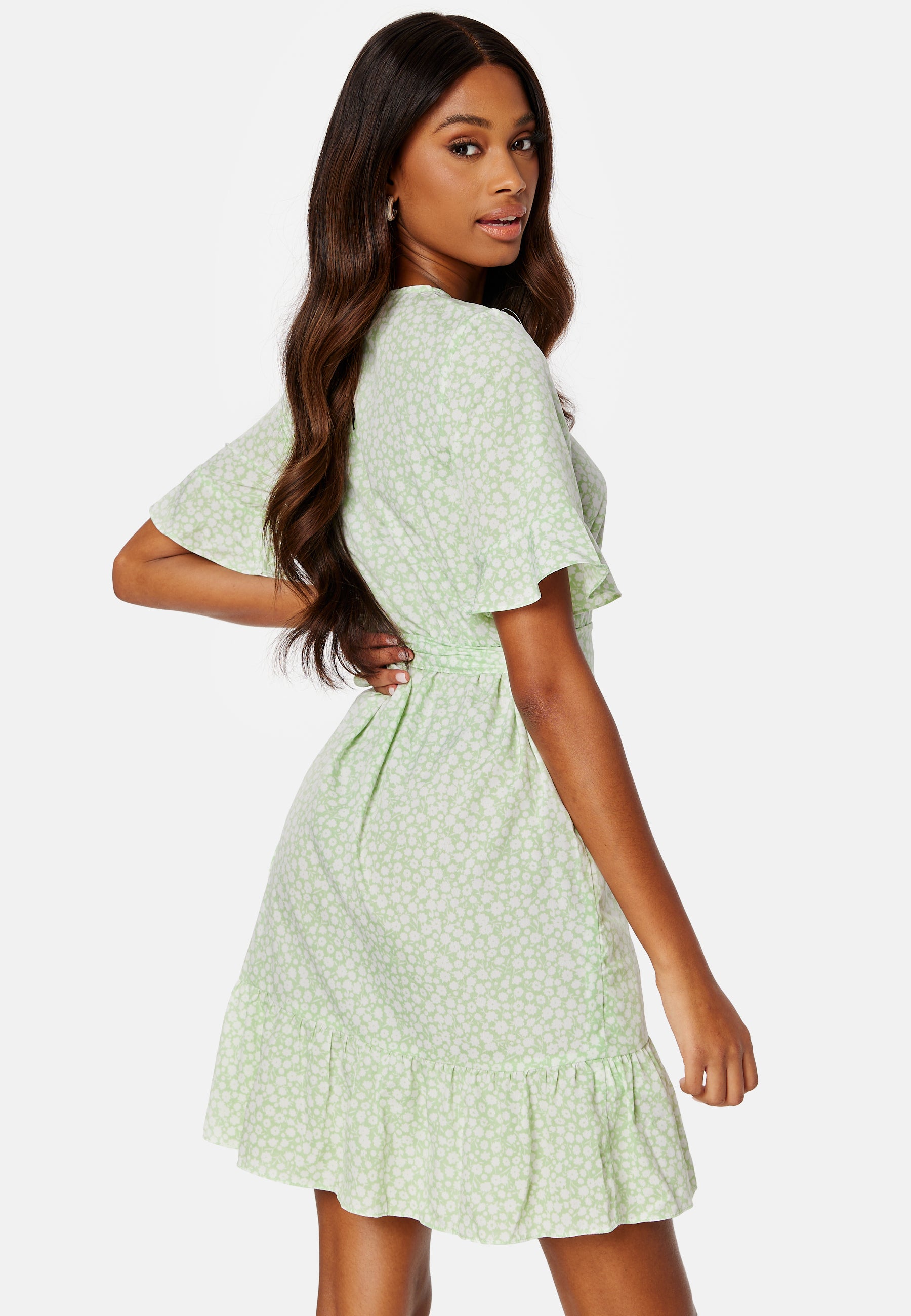 Vero moda Henna 2/4 O-Neck Short Dress campaign-outlet White / Green / Patterned Vero moda Henna 2/4 O-Neck Short Dress campaign-outlet White / Green / Patterned