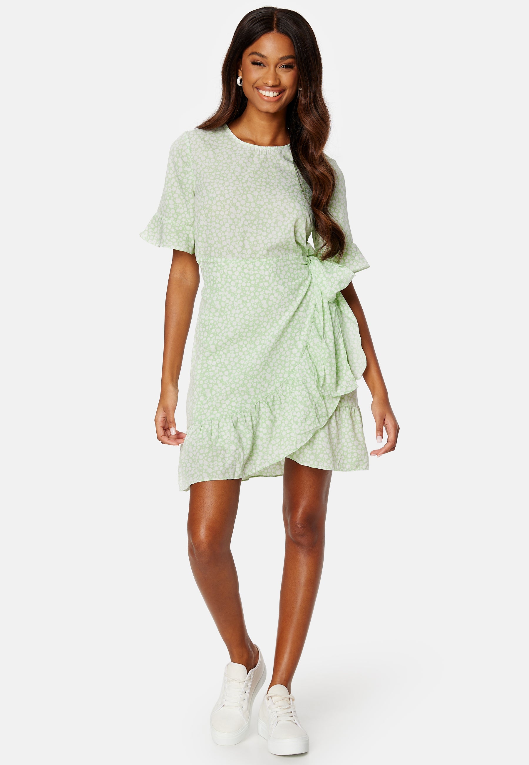 Vero moda Henna 2/4 O-Neck Short Dress campaign-outlet White / Green / Patterned Vero moda Henna 2/4 O-Neck Short Dress campaign-outlet White / Green / Patterned