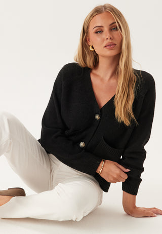 Vmboom Ls V-neck Button Cardig