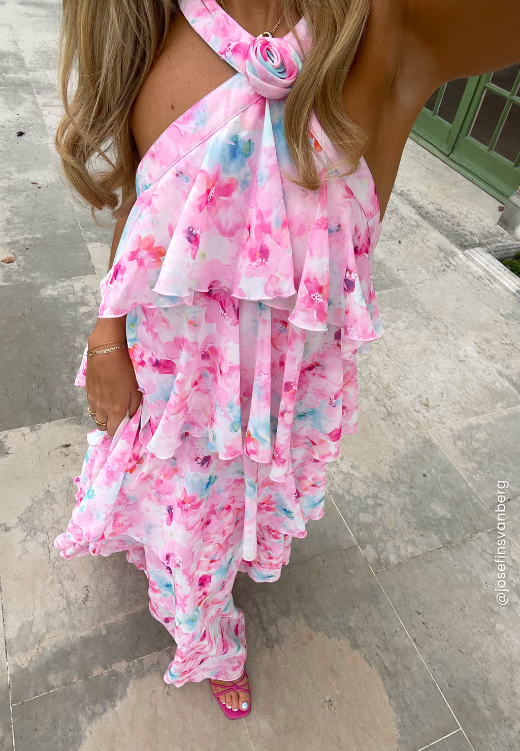 fitted lace wedding dress Vero moda – Vmfelicia Sl Ruffle Maxi Dress – Dresses – Pink / Floral /  Multi / Patterned