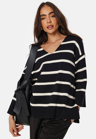 Vmsaba 3/4 V-neck stripe pullover