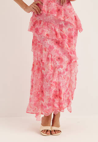 Vmsmilla S/L V-NECK LONG FRILL DRESS