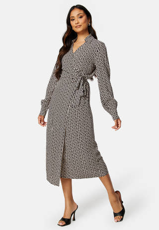Bana L/S Wrap Midi Dress