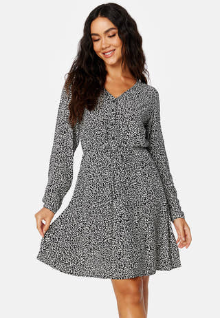 Fini V-neck L/S Short Dress/Su