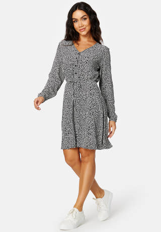 Fini V-neck L/S Short Dress/Su