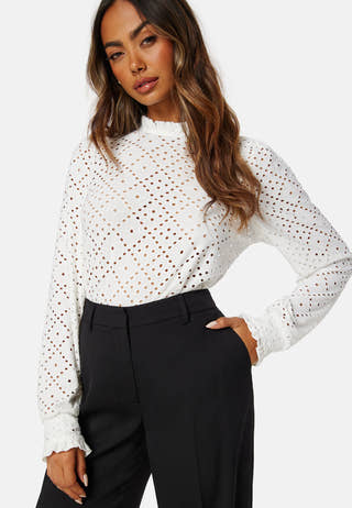 Jasy L/S O-neck Frill Top