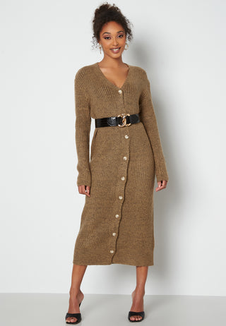 Kemina L/S Long Knit Rib Cardigan