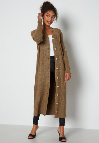 Kemina L/S Long Knit Rib Cardigan