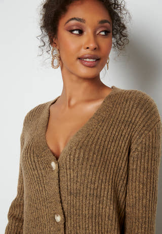 Kemina L/S Long Knit Rib Cardigan