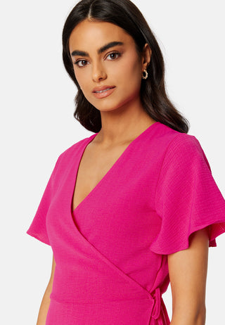 Vilovie S/S Wrap Midi Dress