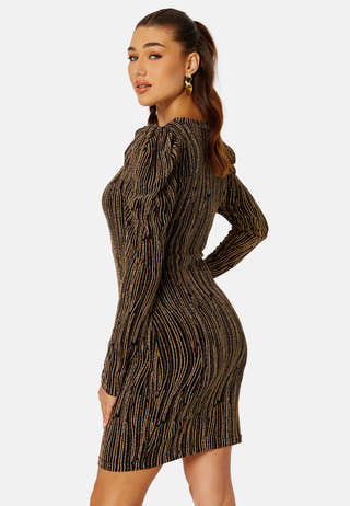 Maze Glitter L/S Short Dress