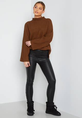 Oa Funnel Neck Knit Top