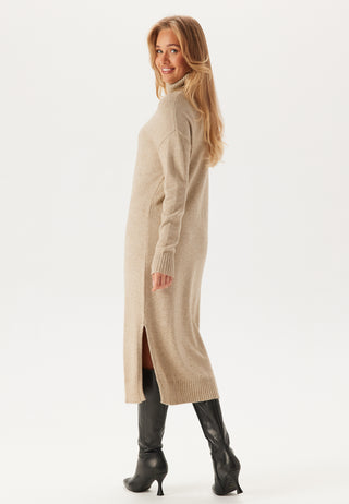 Rill Roll Neck L/S Midi Dress