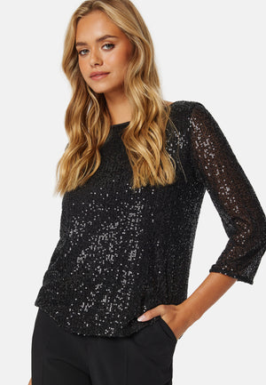 Sparkling 3/4 O-Neck Top